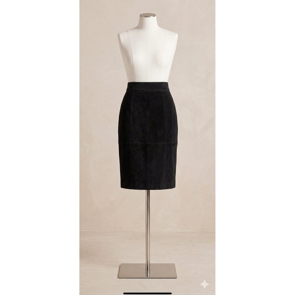 NWT Vintage Global Identity Women’s Sz 7/8 Black Suede Pencil Skirt Knee Length